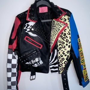 Colorful Studded Leather Jacket